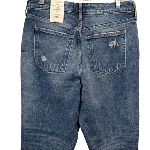 Free Asembly Super High Rise Straight Womens Distressed Jeans Size 10 - Picture 4 of 9
